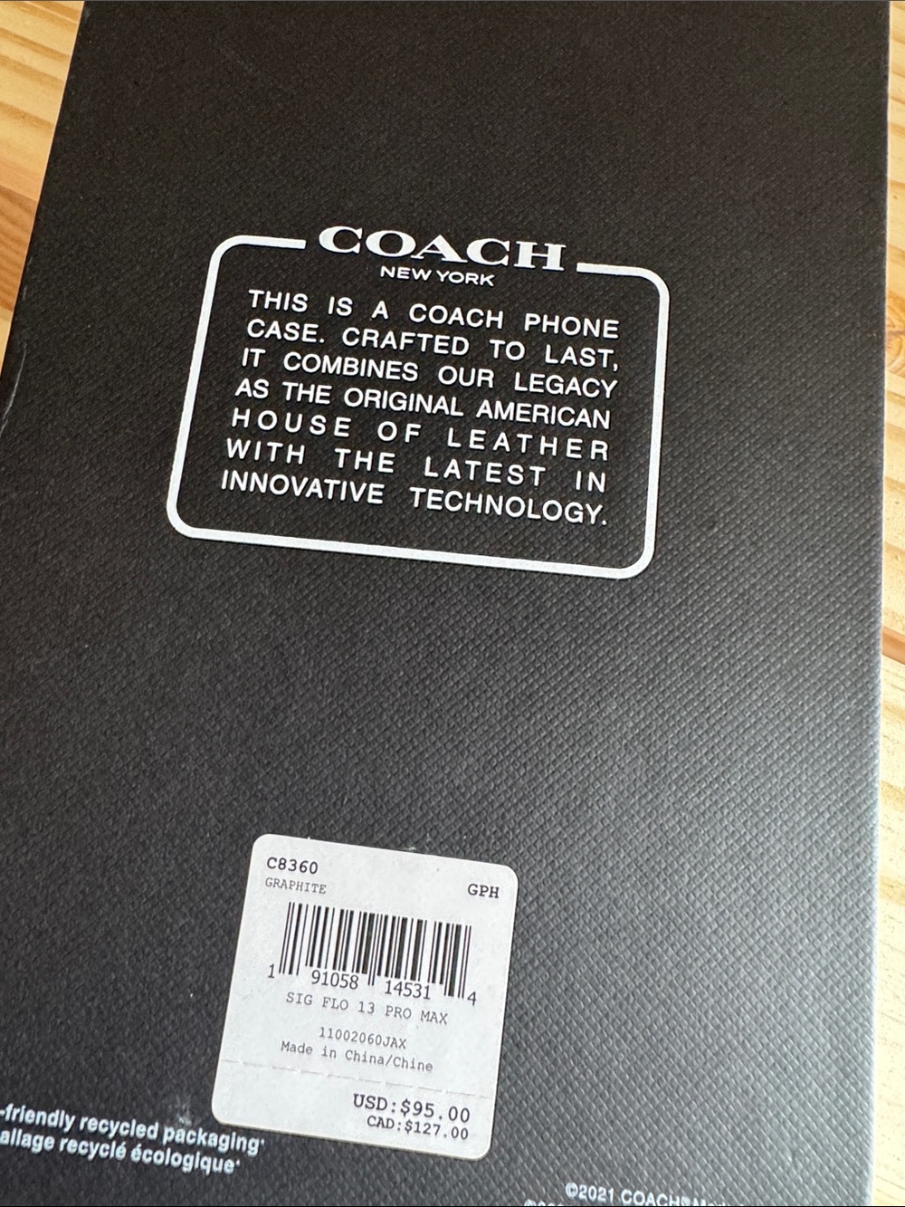 Coach Charcoal and Black Signature Canvas Phone Folio IPhone 13 Pro Max - Picture 6 of 7